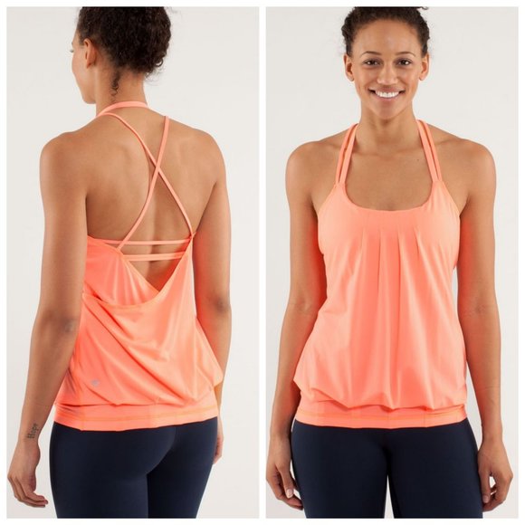 lululemon athletica Tops - LULULEMON Flow & Go Neon Coral Strappy Tank Top